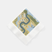 Stilvolle Cartoon Landschaft Reiseplan Serviette (Ecke)