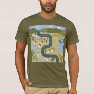 Stilvolle Cartoon Landschaft Reiseplan T-Shirt