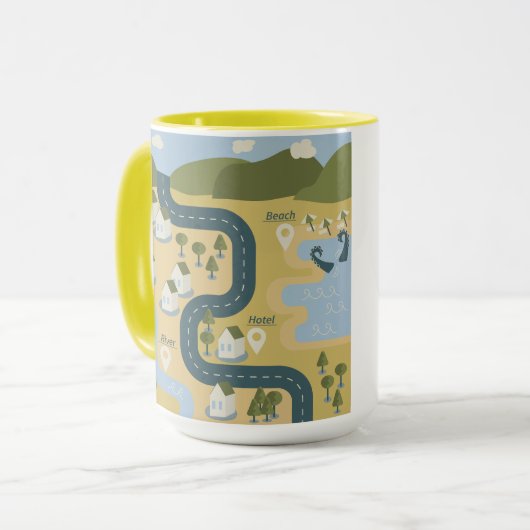 Stilvolle Cartoon Landschaft Reiseplan Tasse (Vorderseite Links)