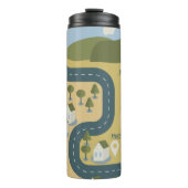 Stilvolle Cartoon Landschaft Reiseplan Thermosbecher (Vorderseite)