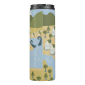 Stilvolle Cartoon Landschaft Reiseplan Thermosbecher (Rückseite)