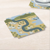 Stilvolle Cartoon Landschaft Reiseplan Untersetzer (angewinkelt)