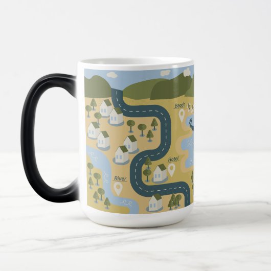 Stilvolle Cartoon Landschaft Reiseplan Verwandlungstasse (Links)