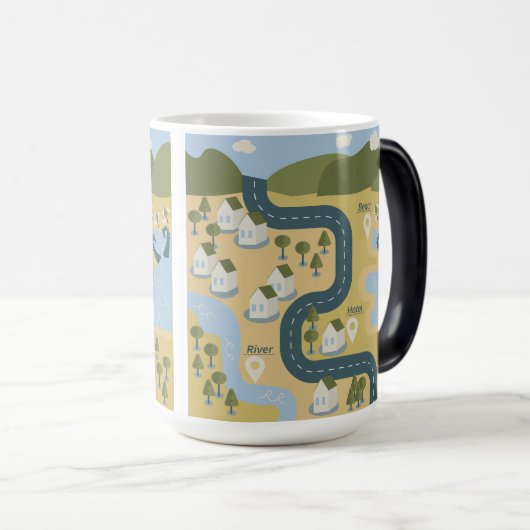 Stilvolle Cartoon Landschaft Reiseplan Verwandlungstasse (VorderseiteRechts)