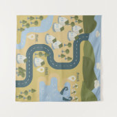 Stilvolle Cartoon Landschaft Reiseplan Wandteppich (Vorderseite (Horizontal))