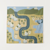 Stilvolle Cartoon Landschaft Reiseplan Wandteppich (Vorderseite)