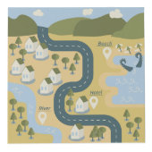 Stilvolle Cartoon Landschaft Reiseplan Würfel (Vorderseite)