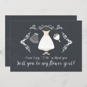 Stilvolle Chalkboard werden Sie meine Blume Girl C Einladung (Vorne/Hinten)