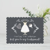 Stilvolle Chalkboard wird meine Bridesmaid Card se Einladung (Stehend Vorderseite)