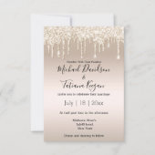 stilvolle Champagner trinken Glitzer Hochzeit Einladung (Vorderseite)