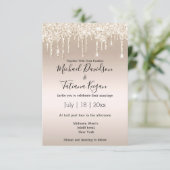 stilvolle Champagner trinken Glitzer Hochzeit Einladung (Stehend Vorderseite)