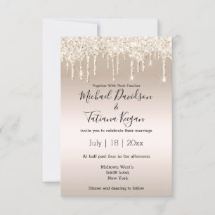 stilvolle Champagner trinken Glitzer Hochzeit Einladung