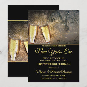 Stilvolle Champagner und Uhren - Neujahr Einladung