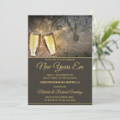 Stilvolle Champagner und Uhren - Neujahr Einladung (Stehend Vorderseite)