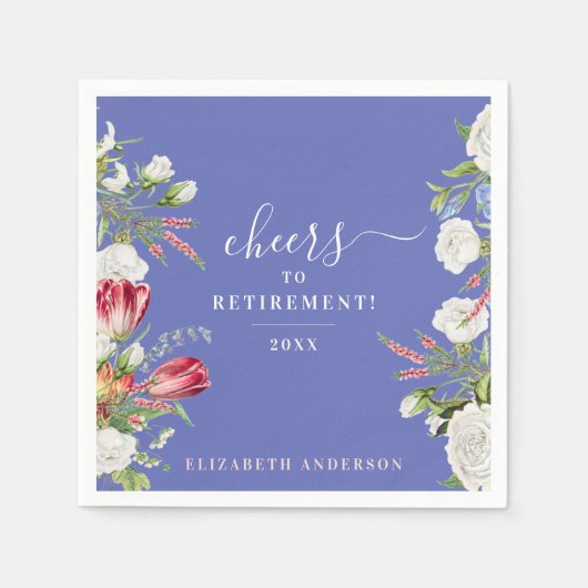 Stilvolle Cheers Elegant Lavender Retirement Flora Serviette (Vorderseite)