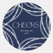 Stilvolle Cheers Sparkling Lights Modernes Neues J Runder Aufkleber (Vorderseite)