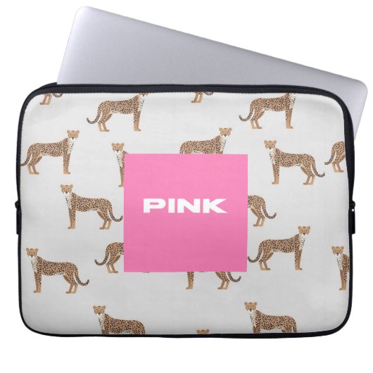 Stilvolle Cheetah Print Pink Laptop Case - Trendy (Vorderseite)