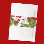 Stilvolle Cherry Wedding Initials Monogramm und Da Einladungsbanderole