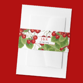 Stilvolle Cherry Wedding Initials Monogramm und Da Einladungsbanderole