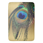 Stilvolle Chic Blue Gold Peacock Feather Badematte (Vorderseite Vertikal)