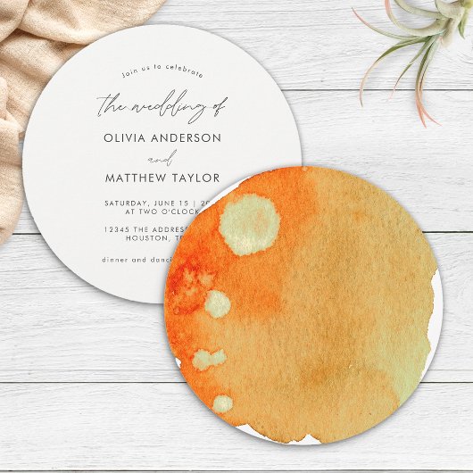 Stilvolle Chic Boho Burnt Orange Watercolor Weddin Einladung