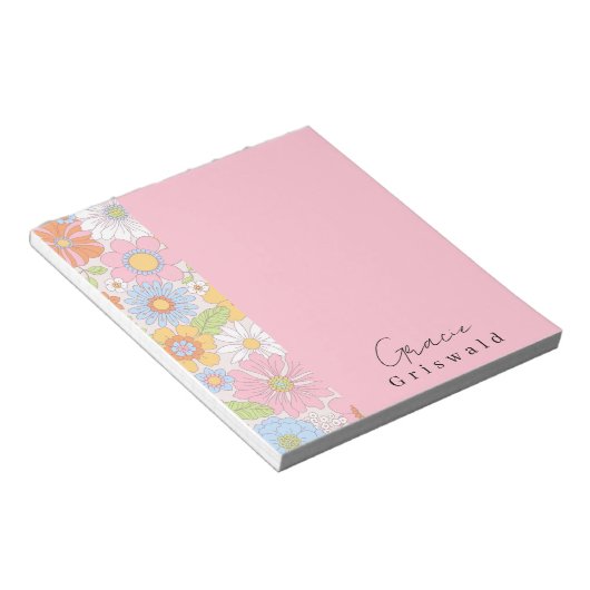 Stilvolle Chic farbenfrohe Retro Floral Muster Gir Notizblock (angewinkelt)