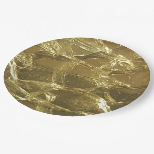 Stilvolle Chic Festive Shiny Gold Golden Glitzer Pappteller (Schrägansicht)