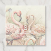 Stilvolle Chic Flamingo Monogram Personalisiert Geschenkanhänger (Vorderseite)