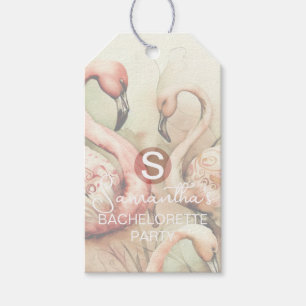 Stilvolle Chic Flamingo Monogram Personalisiert Geschenkanhänger