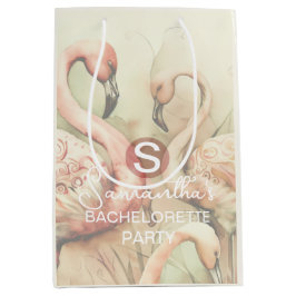 Stilvolle Chic Flamingo Monogram Personalisiert Mittlere Geschenktüte