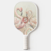 Stilvolle Chic Flamingo Monogram Personalisiert Pickleball Schläger (Vorderseite)