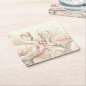 Stilvolle Chic Flamingo Monogram Personalisiert Rechteckiger Pappuntersetzer (angewinkelt)