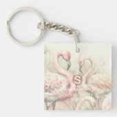 Stilvolle Chic Flamingo Monogram Personalisiert Schlüsselanhänger (Vorderseite)