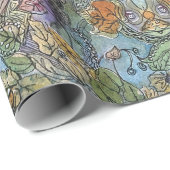 Stilvolle Chic Flower Garden Aquarellbilder Geschenkpapier (Rolleneckpunkt)