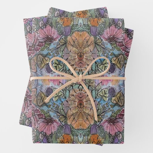 Stilvolle Chic Flower Garden Aquarellbilder Geschenkpapier Set (Beispiel)