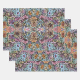 Stilvolle Chic Flower Garden Aquarellbilder Geschenkpapier Set