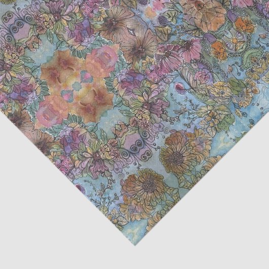 Stilvolle Chic Flower Garden Aquarellbilder Seidenpapier (Ausschnitt)