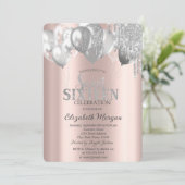 Stilvolle Chic Glitzer Tropfen Balloons Einladung (Stehend Vorderseite)