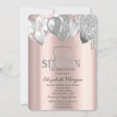 Stilvolle Chic Glitzer Tropfen Balloons Einladung (Vorderseite)