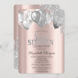 Stilvolle Chic Glitzer Tropfen Balloons Einladung