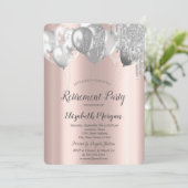 Stilvolle Chic Glitzer Tropfen Balloons Rente Einladung (Stehend Vorderseite)