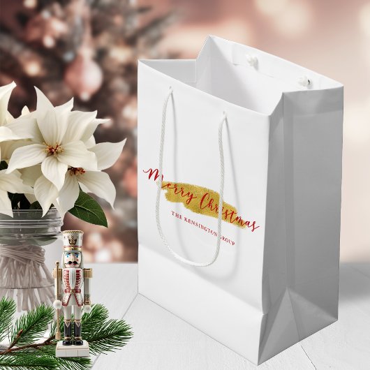 Stilvolle Chic Gold Foil Frohe Weihnachten Mittlere Geschenktüte