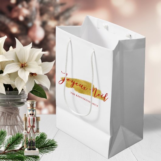 Stilvolle Chic Gold Foil Joyeux Weihnachten Weihna Mittlere Geschenktüte
