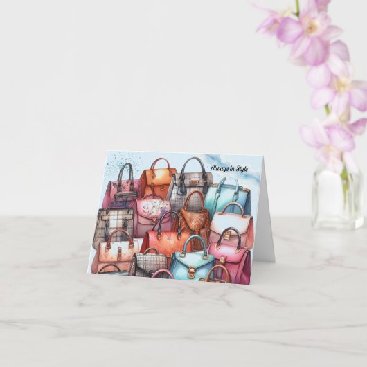 Stilvolle Chic Handbag Card Gruß Karte (Orchidee)