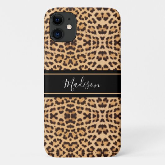 Stilvolle Chic Leopard Print Monogram Personalisie Case-Mate iPhone Hülle (Rückseite)