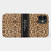 Stilvolle Chic Leopard Print Monogram Personalisie Case-Mate iPhone Hülle (Rückseite (Horizontal))