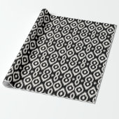 Stilvolle Chic Mod Black Ivory Diamond Ikat Muster Geschenkpapier (Ungerollt)