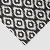 Stilvolle Chic Mod Black Ivory Diamond Ikat Muster Seidenpapier (Ausschnitt)