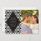 Stilvolle Chic Mod Diamond Ikat Foto Save the Date Magneteinladung (Vorderseite)