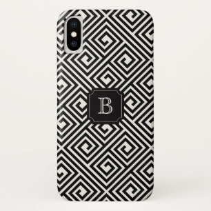 Stilvolle Chic Modern Black Ivory griechischen Key iPhone X Hülle